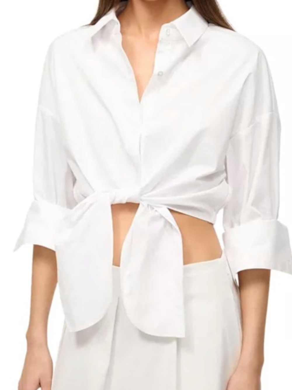 STAUD Women’s Lisa tie front white top